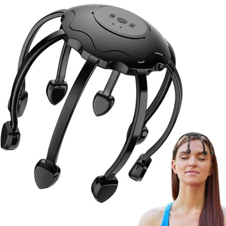 Goowafur Masajeador de cabeza de pulpo, masaje eléctrico del cuero cabelludo | Rascador de cabeza automático de pulpo de 360 grados | Estimulador eléctrico del cuero cabelludo, masaje de cabeza de 8