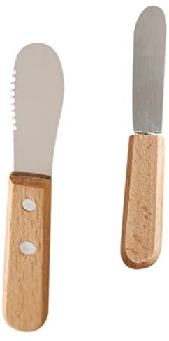 ABOOFAN Couteau à Beurre Multifonction 7,5 Cm Inox Et Manche Bois, Tranche-fromage Et Épandeur De Confiture, Ustensile Cuisine Compact Pour Maison, Set 3 Pièces