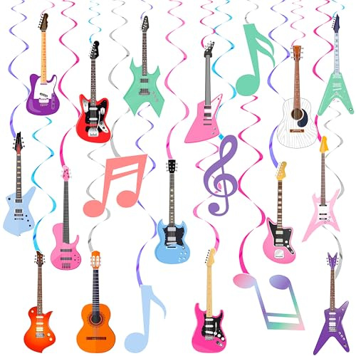 Guitar Party Hanging Swirls Guitar Birthday Decoration Guitar Themed Swirl Ceiling Muscial Party Hanging Streamer for Girls Rock Guitar Party Baby Shower Supplies