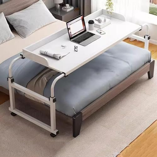 Überbetttisch mit Rollen, rollbarer Computerständer mit verstellbarer Höhe, Rollbett, Schreibtisch, Bartisch für Zuhause, Büro, Krankenhaus, mobiler Multifunktionstisch, Steharbeiten (W)