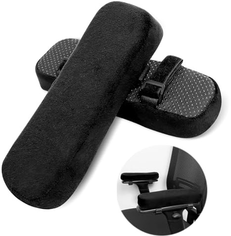 Qaestuan 2 st. Armstödsöverdrag för kontorsstol, ergonomisk armstöd kudde, universal avtagbar armstöd, med gelminnesskum, används för att lindra armbågens tryck (svart)