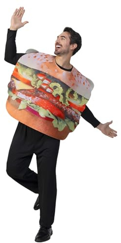 SEA HARE Costume da hamburger unisex per adulti, divertente costume da cibo, costume per Halloween (taglia unica)