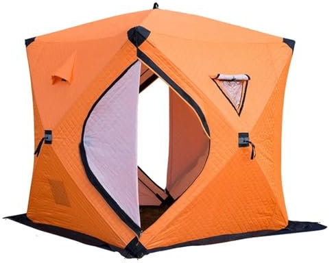 biwakzelt Tragbares Eisangelzelt, 2 x 2 x 2,1 Meter, Winter-Outdoor-Angeln, wasserdicht, Winddicht, Winter-Camping-Unterstand Tunnelzelte(Orange)