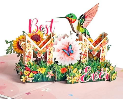 CUTPOPUP Beste Mama aller Zeiten Karte Muttertag, Geburtstagskarte, Geburtstagskarte Frau, Muttertag Karte, Karte Hochzeitstag (Best Mom Ever) US8SD226DE
