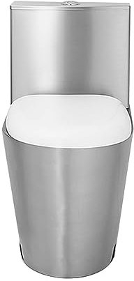 Toilettes commerciales en acier inoxydable 304 avec réservoir d'eau, siège de toilette bidet à double chasse d'eau à siphon haute efficacité, toilettes monobloc déodorantes et économes en eau, rangée