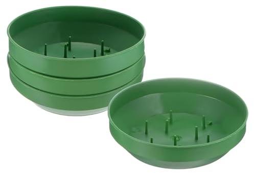Gorise 4-Pack Floral Centerpiece Trays, 14cm Plastic Bowl Flower Arrangement Base for Table/Party/Wedding Decor, Round Flower Foam Holder Box