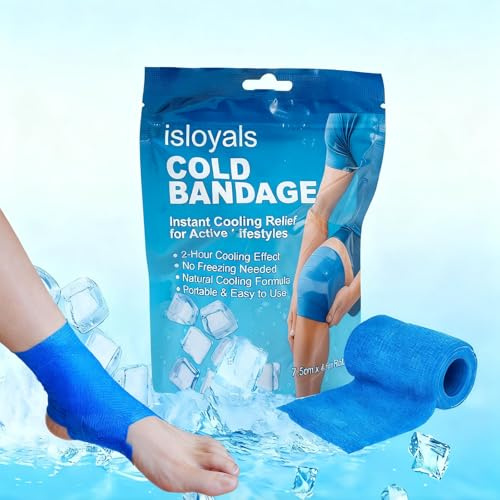 ISLOYALS Ice Tape- Cooling Athletic Tape, Instant Cooling & Compression for Athletes No Refrigeration Needed, Self-Stick Bandage Wrap for Knee, Ankle, Wrist Pain & Swelling Relief (Blue)