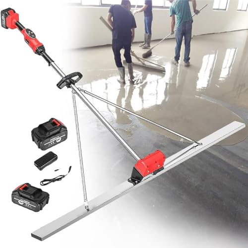 Kit Vibrante Per Massetto In Calcestruzzo Elettrico, Strumento Vibratore Per Finitura In Calcestruzzo Per Massetto Elettrico Con Pannello In Acciaio Inossidabile E 2 Batterie 150 Cm/180 Cm,1.8m
