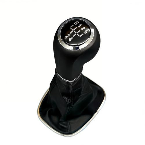 StratoNex 6 Gang Schaltknauf mit Schaltsack, passend für VW Golf 5/6 2003-2016, Plug & Play, schwarzer Chromrahmen, angenehmes Schaltgefühl