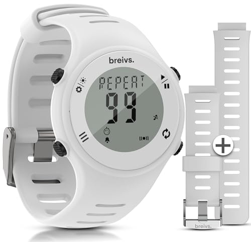 breivs. Orologio digitale da uomo sportivo e subacqueo, timer 99 intervalli, cronometro 10 giri e cinturino extra, facile da usare, con allarme e luce, bianco, Moderno, Sportivo, Sportivo