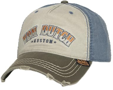 Von Dutch Baseballkappe für Erwachsene, vorne, mit Stickerei, Used-Look, Retro Skull