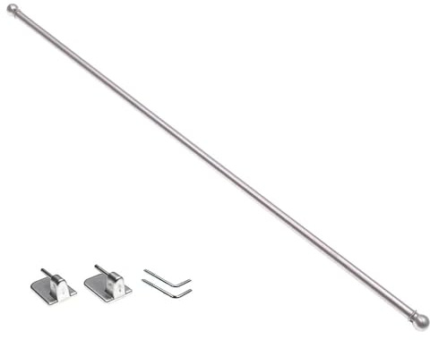 DécoProfi Messing Vitragenstange NOBLESSE 40 cm Ø 7 mm, Nickel matt, ausziehbar inkl. Schraubhaken und Klebehaken