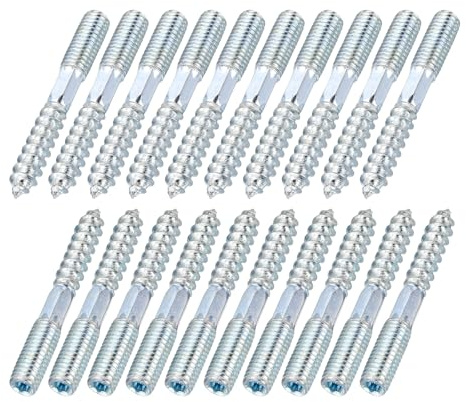 sourcing map M8 Hanger Bolts, 2.36(60mm) Length Double Headed Hanger Bolts 0.31(8mm) Wood Dowel Screw Self-Tapping Threaded Rods Screw for Assembling Wood Furniture Joint, Pack of 20