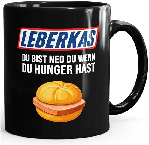MoonWorks® Tasse Spruch – Leberkas, du bist ned du wenn du hunger hast – für das Oktoberfest Bier lustige Kaffeebecher Schwarz standard