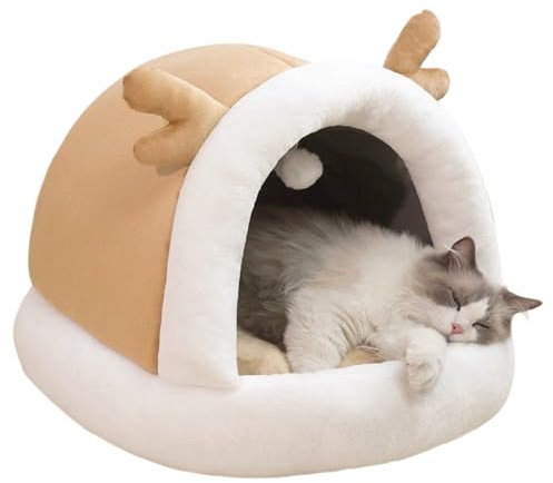 Generico Lit pour chat couvert - Lit de caverne pour animaux domestiques | Canapé domestique portable pliable | Fournitures pour animaux de compagnie non cuscine
