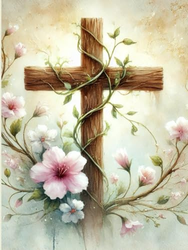 Tauf-Gästebuch mit Holzkreuz & Blumen: Elegantes Hardcover-Buch für Taufen, Kommunion & Konfirmation - 100 leere Seiten für liebevolle Erinnerungen & Segenwünsche