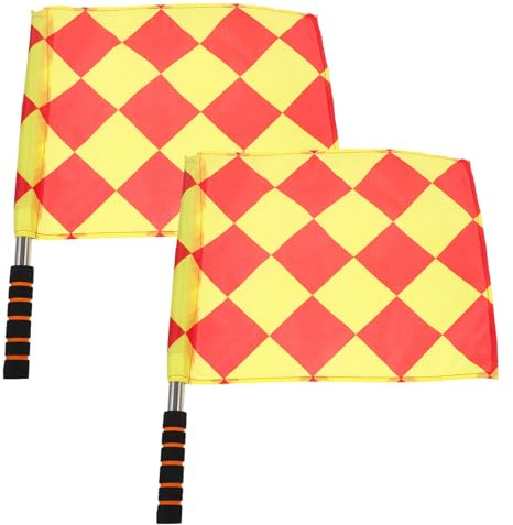 MUSISALY Fussball Party Deko Handsignalflagge 2 Stück mit Metallstab und Schaumstoffgriff Signalflaggen für Sport und Schiedsrichter Komfortabel und Robust