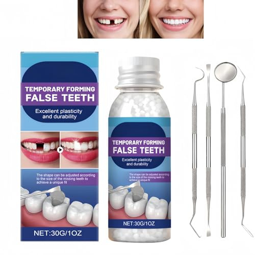 Tooth Filling Repair Kit,Temporary Tooth Repair Kit for Missing & Broken Teeth,Temporary Tooth Filling,Dental Repair Beads for Mending Gaps and Chipped Tooth,Moldable False Teeth Replacement,Easy Use