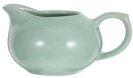 LOPUNER Jarra de Cerámica para Leche de 180ml, Multiuso con Control Preciso de Porciones, Color Verde Claro, Adecuado para Servir Salsas en Reuniones Familiares