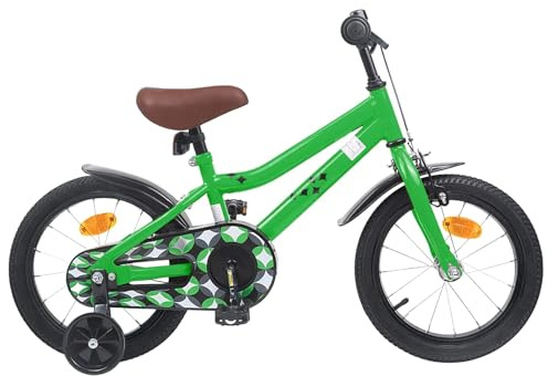 Ordellia Barncykel Tum svart av stål med gummidäck, justerbart styre och säte, fälgbroms och returbroms, för flera år, till med skyddsplåt och ringklocka