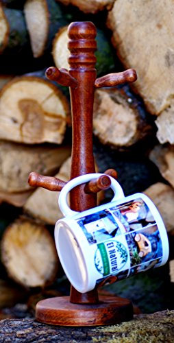 Tassenhalter aus Buchenholz für 6 Tassen Becherständer Massivholz Kaffee Tee Tassen