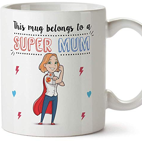 MUGFFINS Mumugg – super mamma – kaffe mamma mugg för frukost mors söndag/födelsedagspresenter för mamma/keramik 325 ml