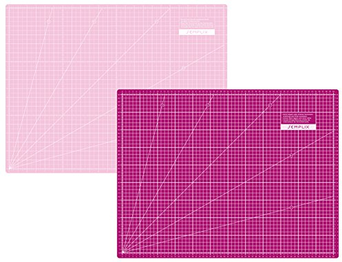 SEMPLIX Selbstheilende Schneidematte A0-A4 - Grün, Rosa, Grau, Türkis, Lila - Ideal fürs Basteln, Nähen & Patchworken - Beidseitig Bedruckt - Vorderseite cm Rückseite inch Bemaßung (Beere-Rosa, A2)