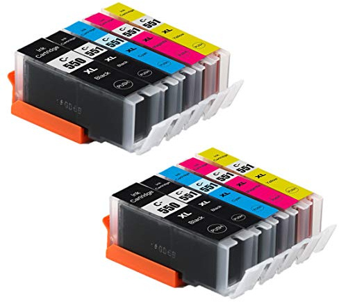 Bergsan 10 Druckerpatronen kompatibel mit Canon PGI-550 XL CLI-551 XL für IP7200 IP7250 IX6800 IX6850 MG5400 MG5450 MG5550 MG5600 MG5650 MG5655 MG6400 MG6450 MG6600 MG6650 MX720 MX725 MX920 MX925