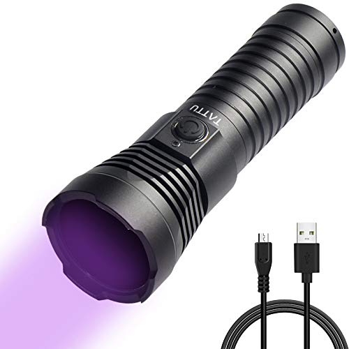 TATTU U3S UV Taschenlampe Wiederaufladbare 365nm Schwarz Licht mit ZWB2 Filter, 10W Schwarzlicht LED Lampe mit Micro USB Ladekabel
