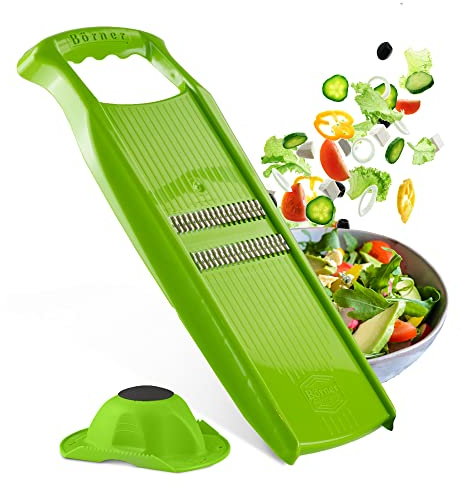Börner Roko PowerLine Cortador de Verduras (Set de 2 piezas) • Rallador Juliana para Cortar Tiras Finas • Cortador de Tiras para Frutas y Verduras • Conjunto Práctico • Color: Verde