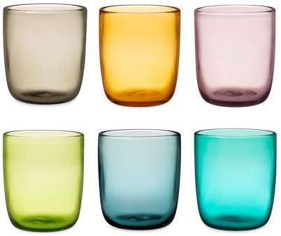 H&H Saturno Set 6 Bicchieri, Vetro, Assortiti, 35cl
