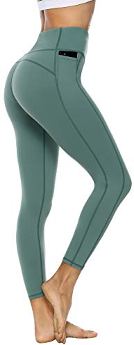 Persit Damen Sport Leggins mit Taschen, Blickdicht Sporthose Yogahose Streetwear
