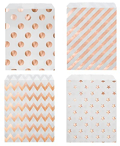 Oumezon 100 Stück Rosegold Papiertüten - Geschenktüten für Hochzeit, Candy Bar und Süßigkeiten