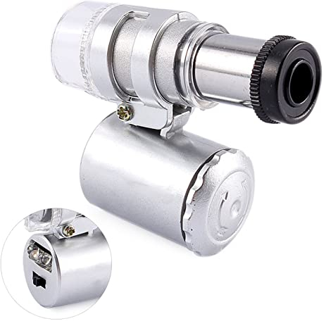 60X Mini Taschenmikroskop,wissenschaftliche,wissenschaftliche Ausbildung Mikroskop Ausbildung Mikroskop wissenschaftliche Ausbildung Mikroskop Tragbare Schmucklupe Lupe Glas LED UV-Licht