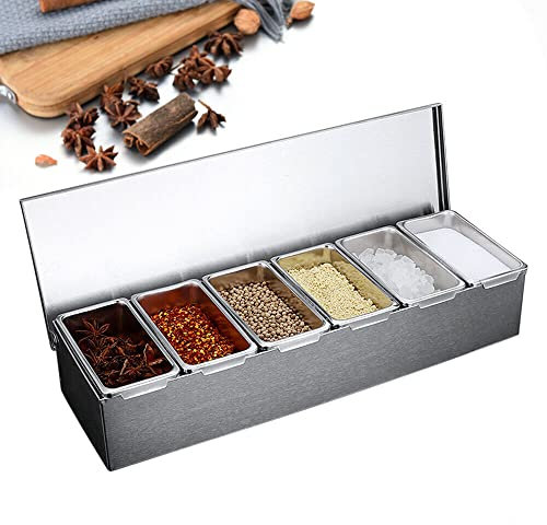 4/5/6 rejilla de acero inoxidable Frutero con tapa Contenedor de guarnición Contenedor de ingredientes Caja gastronómica Barbebehälter (6 rejillas)