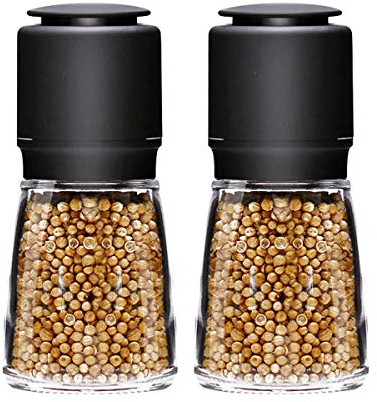 HODAGES Juego de Molinillo de Sal y Pimienta Profesional, molinillos de Pimienta manuales con Botella de Vidrio Molinillo de Sal Grueso Ajustable Salero y pimentero para Barbacoa o Cena,A