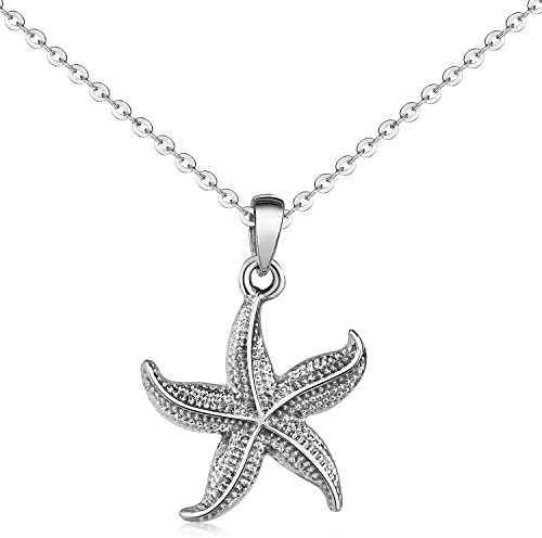 Anhänger Seestern 925 Sterling Silber Damen Kettenanhänger maritim KA-507 | Silberanhänger antik wahlweise mit Kette in Geschenk Box von MATERIA by Matthias Wagner