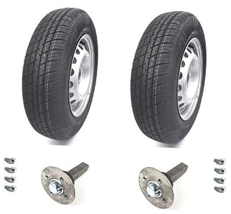 R&CO Quad Anhänger Set Anhängerbausatz Räder Laufstummel Radbolzen 4x100 155/80R13