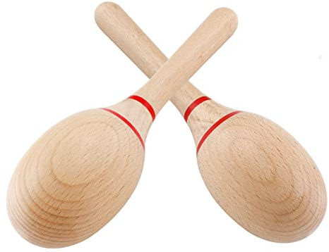 Cionyce 2 Pack Wooden Maracas - Beech Wooden Material Rumba Shakers Hand Percussion for Party