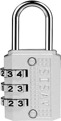 SISAV Cadenas à Combinaison à 3 Chiffres,Cadenas de Gym,Cadenas d'Extérieur,Adapté aux Casiers d'École,aux Boîtes à Outils,aux Sacs à Dos de Voyage,avec Loquet (Argenté,1 Pièces)