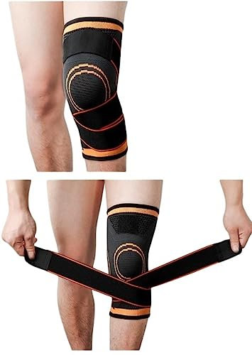 ZONTO Knee pads Basketball Knee Braces Sports Knee Braces Unisex Fit Knee Protector Fitness Compression Sleeves-Orange,L