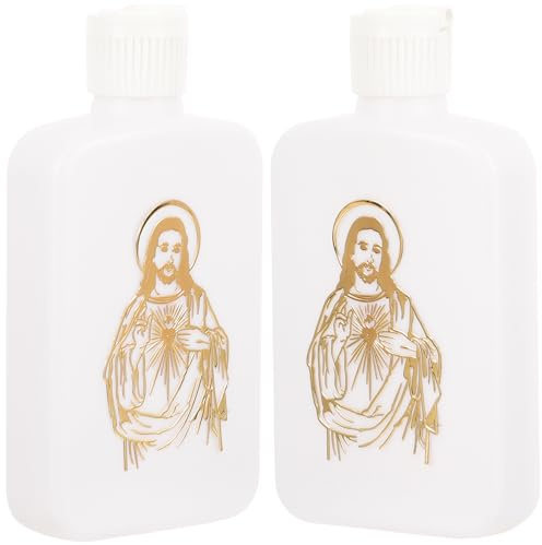 Angoily 2 botellas de agua para bautismo, 100 ml, cruzadas, pequeñas botellas de agua, botellas de plástico para rellenar para invitados, padrinos, niños, Halloween, regalos de bautizo