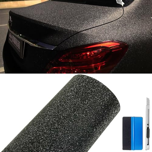 NewL Schwarz Glitzer Diamant Sandy Sparkle Auto Vinyl Wrap Folie aus Vinyl Lackschutzfolien für Auto/Fahrrad/Motorrad DIY (10 cm x 150 cm)