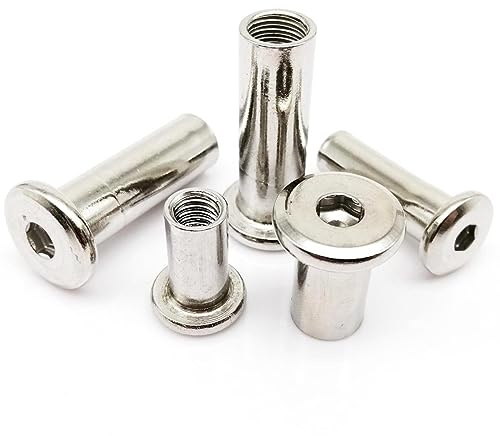 CTLH20 M3 M4 M5 M6 M8 M10 304 Acero Inoxidable Grande Plano Hexagonal Cabeza Hueca Hexagonal Muebles Remache Conector inserción Junta Manga Tuerca ciega-20 mm de Longitud-M8 5 Piezas