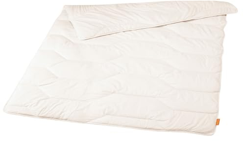 sleepling Schurwolle Sommerdecke Bezug 100% Baumwolle leichte Bettdecke 135 x 200 cm, weiß