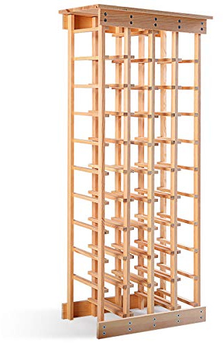 GYMAX Portabottiglie di Vino, Scaffale Porta Vino per 40 Bottiglie, Cantinetta Vino in Legno di Pino, 46,4 x 27,6 x 113 cm