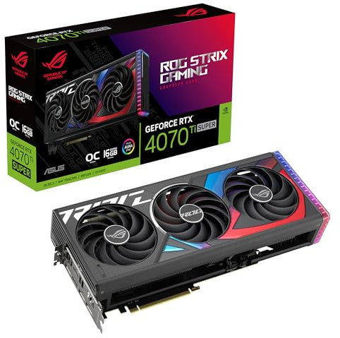ASUS ROG Strix GeForce RTX™ 4070 Ti Super OC Edition Gaming Graphics Card (PCIe 4.0, 16GB GDDR6X, DLSS 3, HDMI 2.1a, DisplayPort 1.4a, Massive Vented Backplate, Power Sensing, Aura Sync)