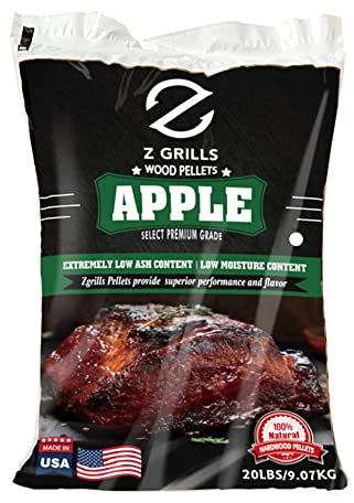 Z GRILLS Holzpellets für Smoker Grill und BBQ, 100% natürliches Hartholz, Apfelpellet, 9 kg, WP-APPLE-20