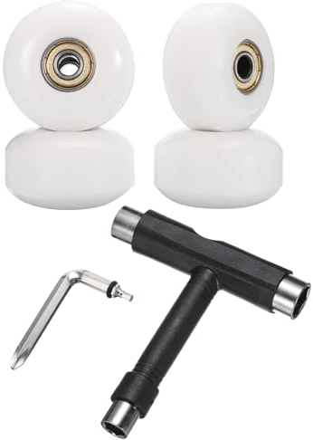 PATIKIL 52mm 95A Skateboardräder mit silbernen Kugellagern, 4er Pack Street Wheels mit Skate-Tool für Skateboard-Tricks, Cruiser Wheel Ersatz, Weiß