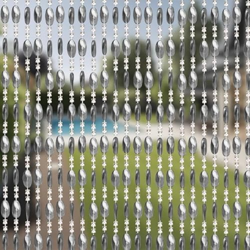 Trente Rideau à perles duo - Moustiquaire pour fenêtre - Différentes tailles et couleurs - Pour porte de balcon - Avec perles anti-insectes - Gris - 90 x 200 cm